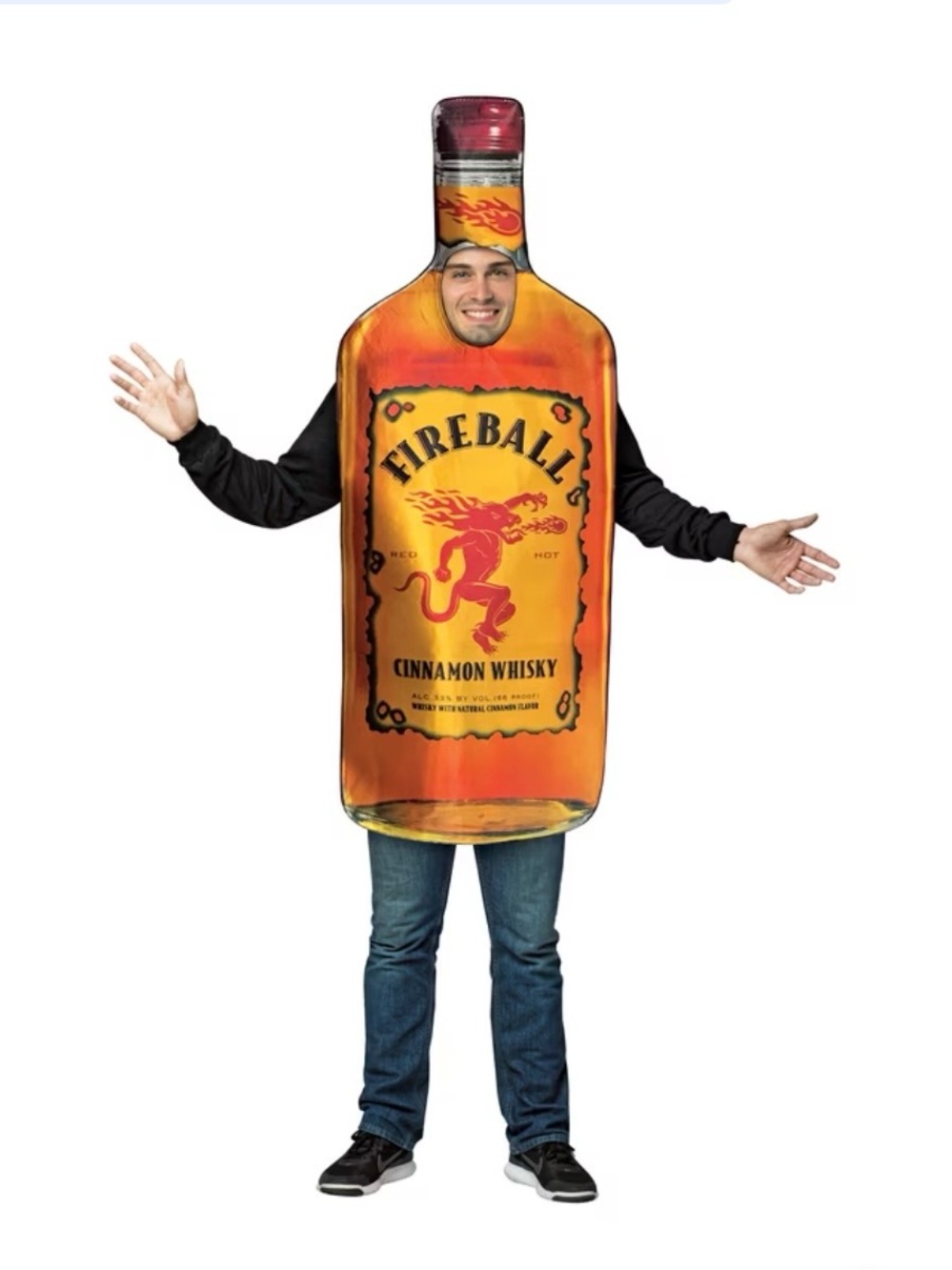 Fireball Cinnamon Whiskey Bottle Adult Unisex Costume - Orange
